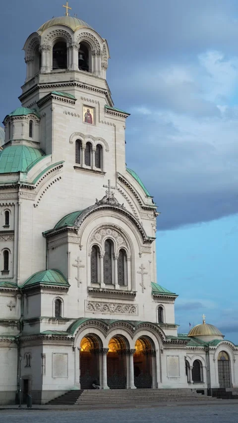 A beautiful shot of the downtown district of Sofia, Bulgaria, St. Alexander's Stock Footage 287769784