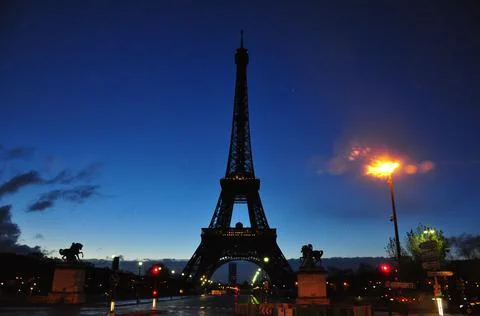 Beautiful shot of the Eiffel Tower in the evening Stock Photos