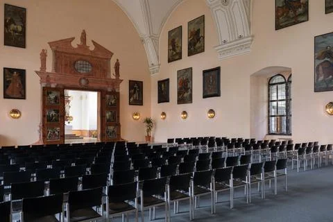 Beautiful shot of a function hall inside the Greinburg Castle in Grein, Austria Stock Photos