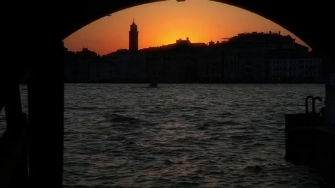 A Beautiful Shot Of The Sun Setting In Venice, Italy. Stock Footage 73219833