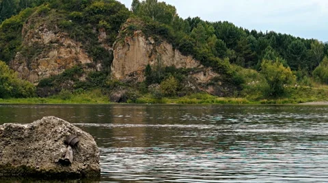 Beautiful Siberian nature. A small Siberian river near the city of Krasnoyarsk Stock Footage 59770000