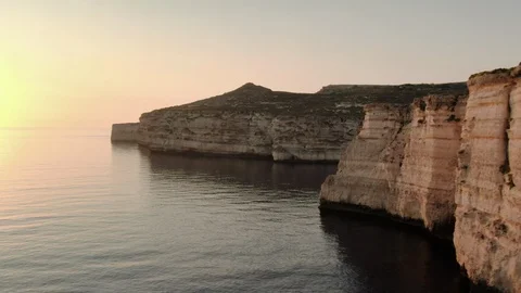 Beautiful sideways shot revealing the cliffs in Dingli Stock Footage 113087193