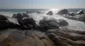 A beautiful sight of waves crashing on rocky shore, Porto 4k or 4k+ Resolution
