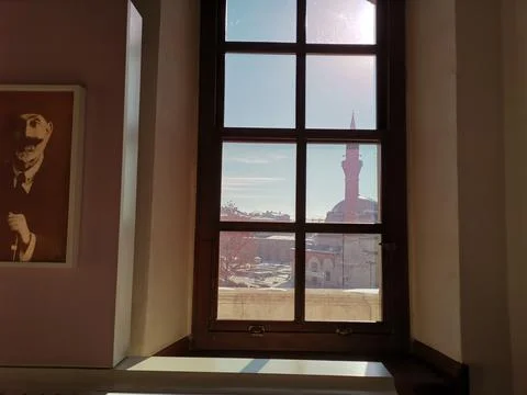 A beautiful sight from the window to the mosque Stock Photos