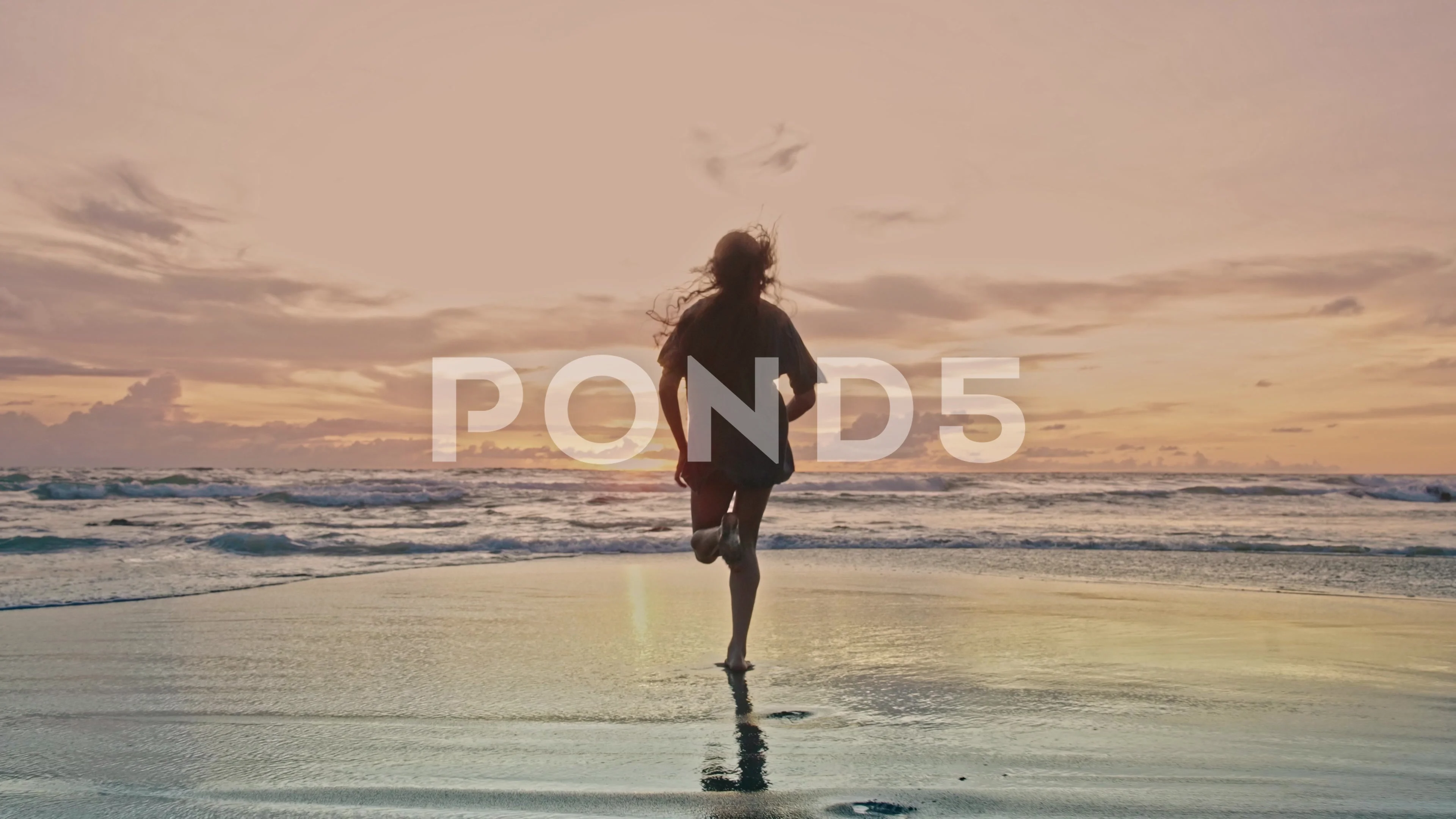 Beautiful Silhouette of Young Woman Runn, Stock Video