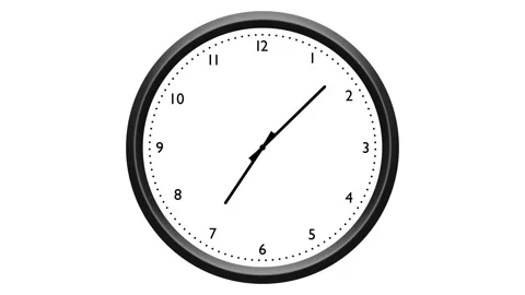 Beautiful silver black wall analog round clock loop animation Stock Footage 338404545