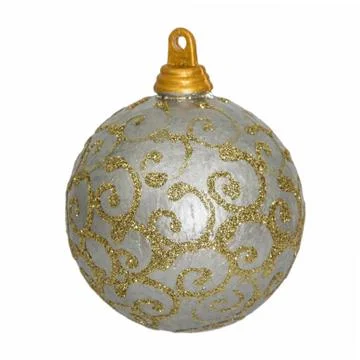 Beautiful silver Christmas ball, isolated on white background Stock Photos