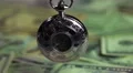 Beautiful silver pocket watch, money does not buy time. Economy and finances HD Footage