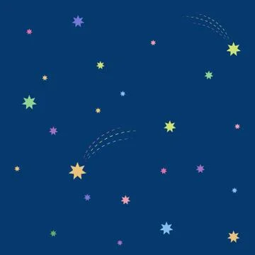 Beautiful simple night starry sky seamless pattern Stock Illustration