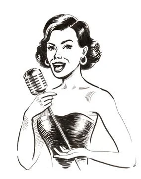 Beautiful singer Stock Illustration