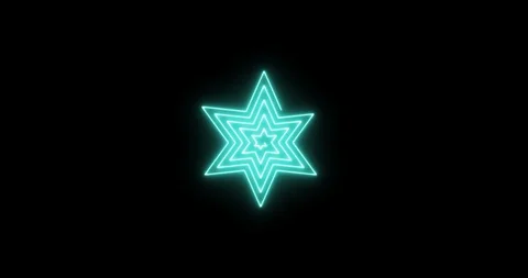 Beautiful six-ended star blue neon spiral background. Stock Footage 123091237