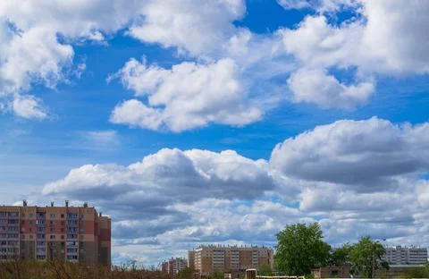 Beautiful sky and clouds over residential buildings Stock-Fotos