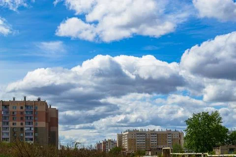 Beautiful sky and clouds over residential buildings Stock-Fotos