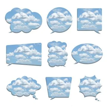 Beautiful sky in bubble speech shape isolated on white Stock Illustration