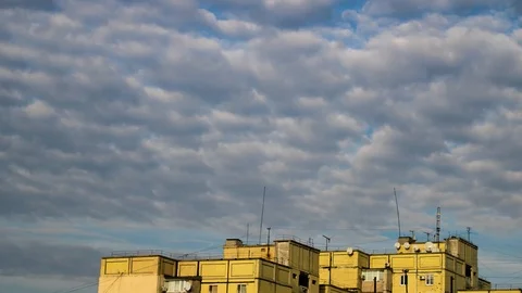 Beautiful  Sky Clouds At Dusk Sunset With housing estate Background. Time Lapse. Stock Footage 97716102