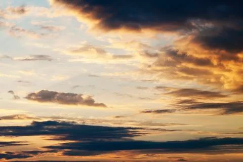 Beautiful sky with clouds at sunset Stock Photos