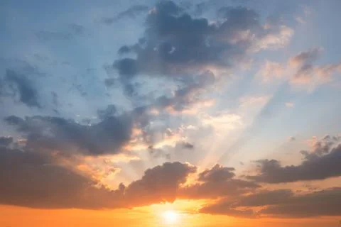 Beautiful sky during sunset with clouds Stock Photos