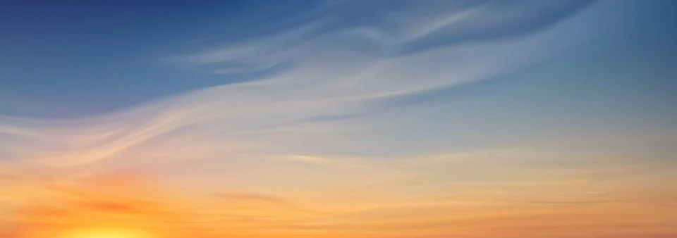 Beautiful sky gradient with soft clouds at sunset. Stock Illustration