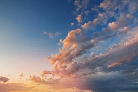 Beautiful sky with some clouds on sunset Stock Photos