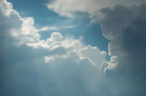 Beautiful sky. Sun rays. The clouds are lush Stock Photos