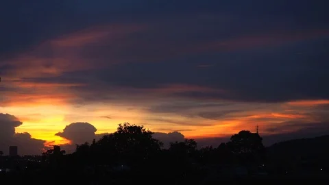 The beautiful sky sunset view see from downtown have silhouette of building a Stock Footage 111314288