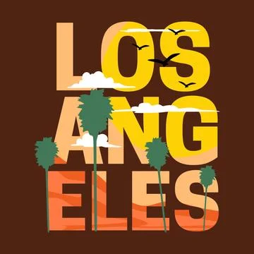 Beautiful sky view and palm trees in los angeles california Stock Illustration