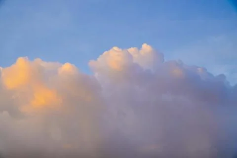 Beautiful sky with yellow cloud before sunset Stock Photos