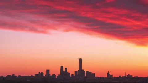 Beautiful skyline at sunset,Beijing,China Stock Footage 164820249