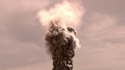 Beautiful slow motion smoke column fly around with sunset lighting Stock Footage 24613199
