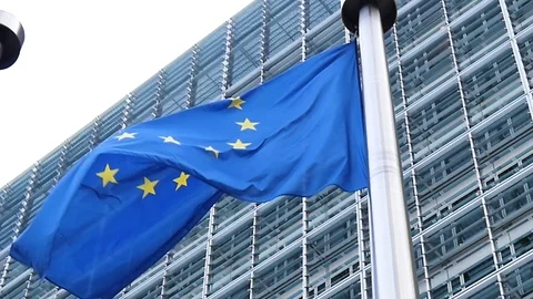 Beautiful Slow Motion Waving Eu European Union Flag Vídeo Stock 74339264