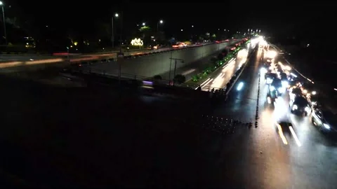 Beautiful Slow shutter timelapse of the big road junction on the night, view Stock Footage 204597710
