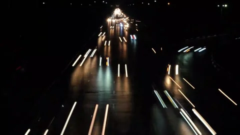 Beautiful Slow shutter timelapse of the big busy road on Light festival at n Stock Footage 204711209