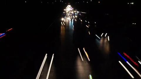 Beautiful Slow shutter timelapse of the big busy road on Light festival at n Stock Footage 204711214