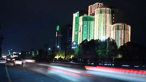 Beautiful Slow shutter timelapse of the big busy road on Light festival at n Stock Footage 204711224