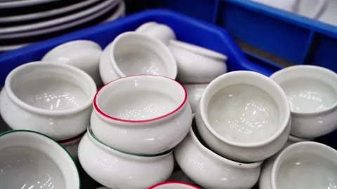 Beautiful small ceramic pots Stock Footage 320958572