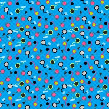 Beautiful small colored circles on a blue background abstract geometric patte Stock Illustration