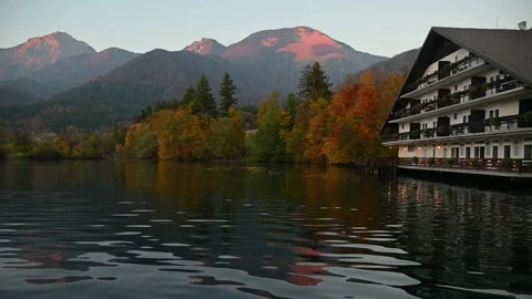 Beautiful small pond under the mountains Stock Footage 168357865