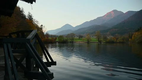 Beautiful small pond under the mountains Stock Footage 168357929