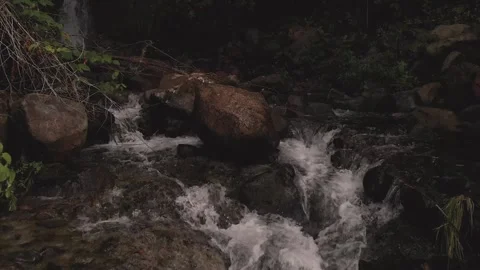 Beautiful small waterfall cascade in the middle of the rainforest Panama. HD. Video stock 138716492