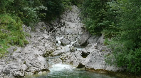 Beautiful small waterfall in the forest, Ausrian Alps 스톡 동영상 68535146