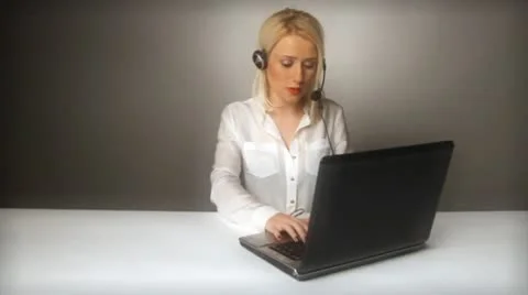 Beautiful smiling call center operator Stock Footage 10583671
