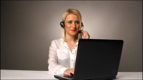 Beautiful smiling call center operator Stock Footage 10583681