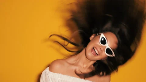 Beautiful smiling cute model shaking her head Stock Footage 141862290