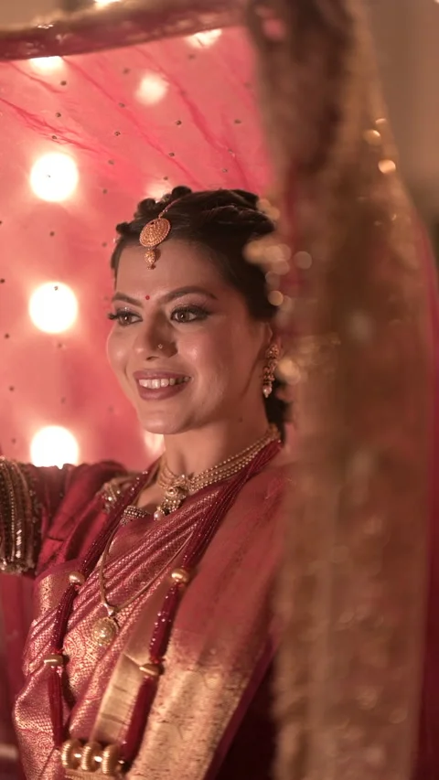 The Beautiful Smiling Face of the Indian Bride Stock Footage 265152183