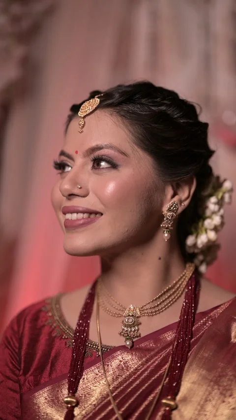 The Beautiful Smiling Face of the Indian Bride Stock Footage 265152292