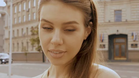 Beautiful smiling model dressed in summer hipster  jeans jacket Stock Footage 146126267