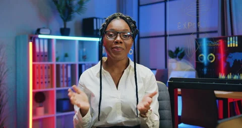 Beautiful smiling satisfied skilled successful african american businesswoman in Stock Footage 166608837