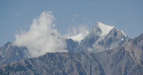 Beautiful snow covered Annapurna ranges in the Himalayas Stock Footage 145270853