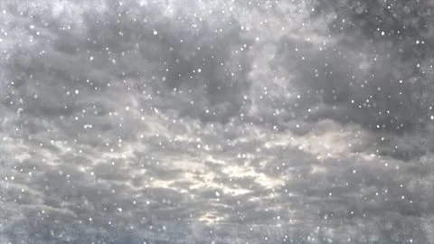 Beautiful snow fall on clouds on sky bg - photo of nature Stock Photos