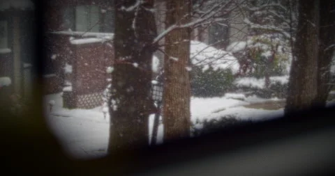 Beautiful Snow Fall in Small Forest Community Natures Beauty Stock Footage 267867282